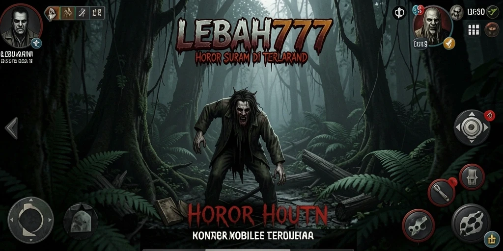Screenshot utama LEBAH777 menampilkan suasana hutan yang mencekam.